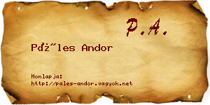 Páles Andor névjegykártya